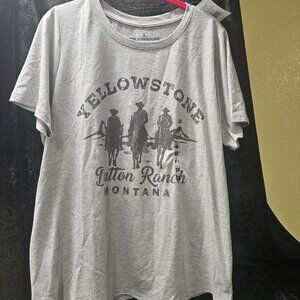 Yellowstone Grey with black writing T-Shirt, 0X, 60% Cotton, 40% Polyester